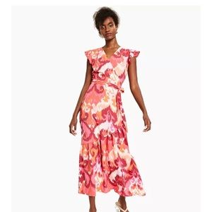 Bar III Flutter Sleeve Wrap Dress